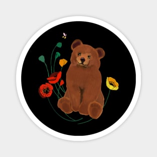 Baby Bear and Poppies Magnet